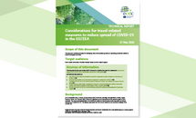 Cover of the report on Considerations for travel-related measures to reduce spread of COVID-19 in the EU/EEA