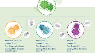 Infographic: Mutation of SARS-CoV2 - current variants of concern, updated 19 April 2021