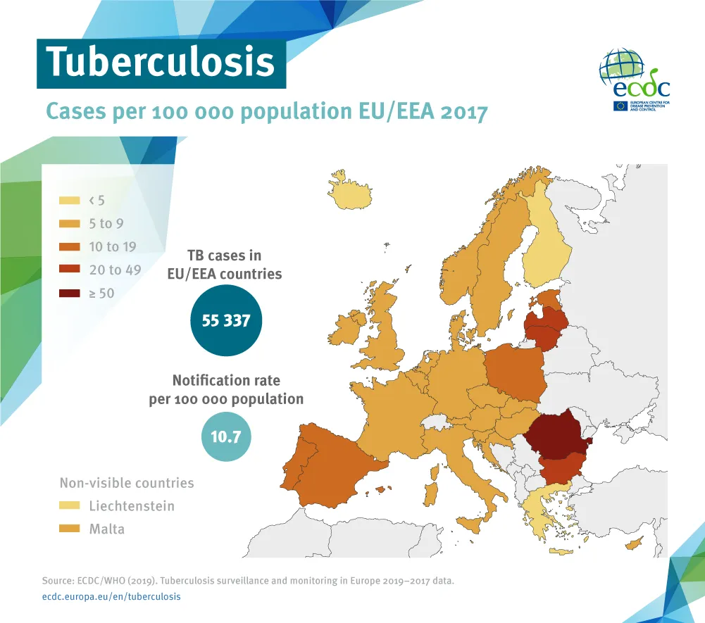 Map: Tuberculosis in the EU/EEA 2017