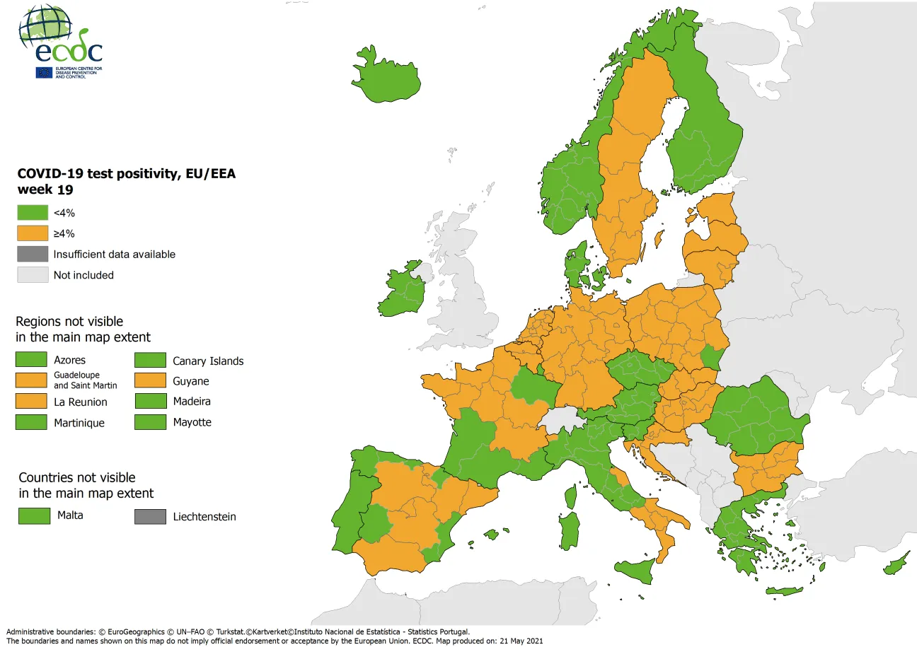 Positivity rates, updated 21 May 2021