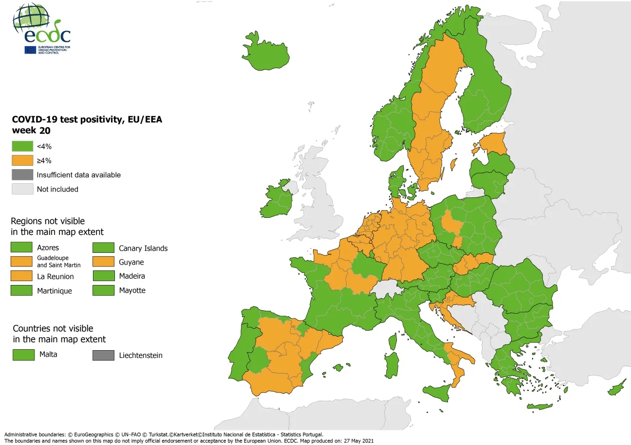 Positivity rates, updated 27 May 2021