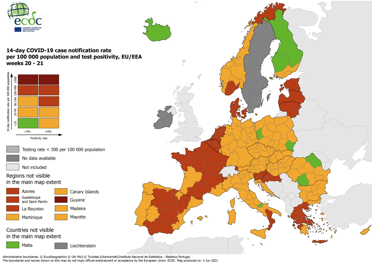 Combined indicator: 14-day notification rate, testing rate and test positivity, updated 3 June 2021
