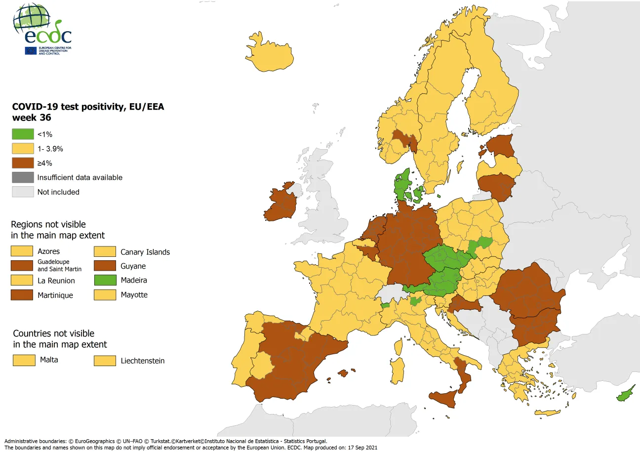 Positivity rates, updated 16 September 2021