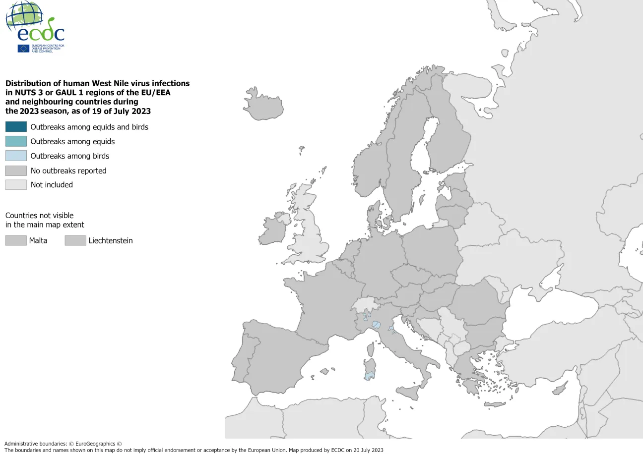 West Nile virus - outbreaks among equids and/or birds, 19 July 2023