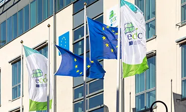 ECDC premises with ECDC and EU flags
