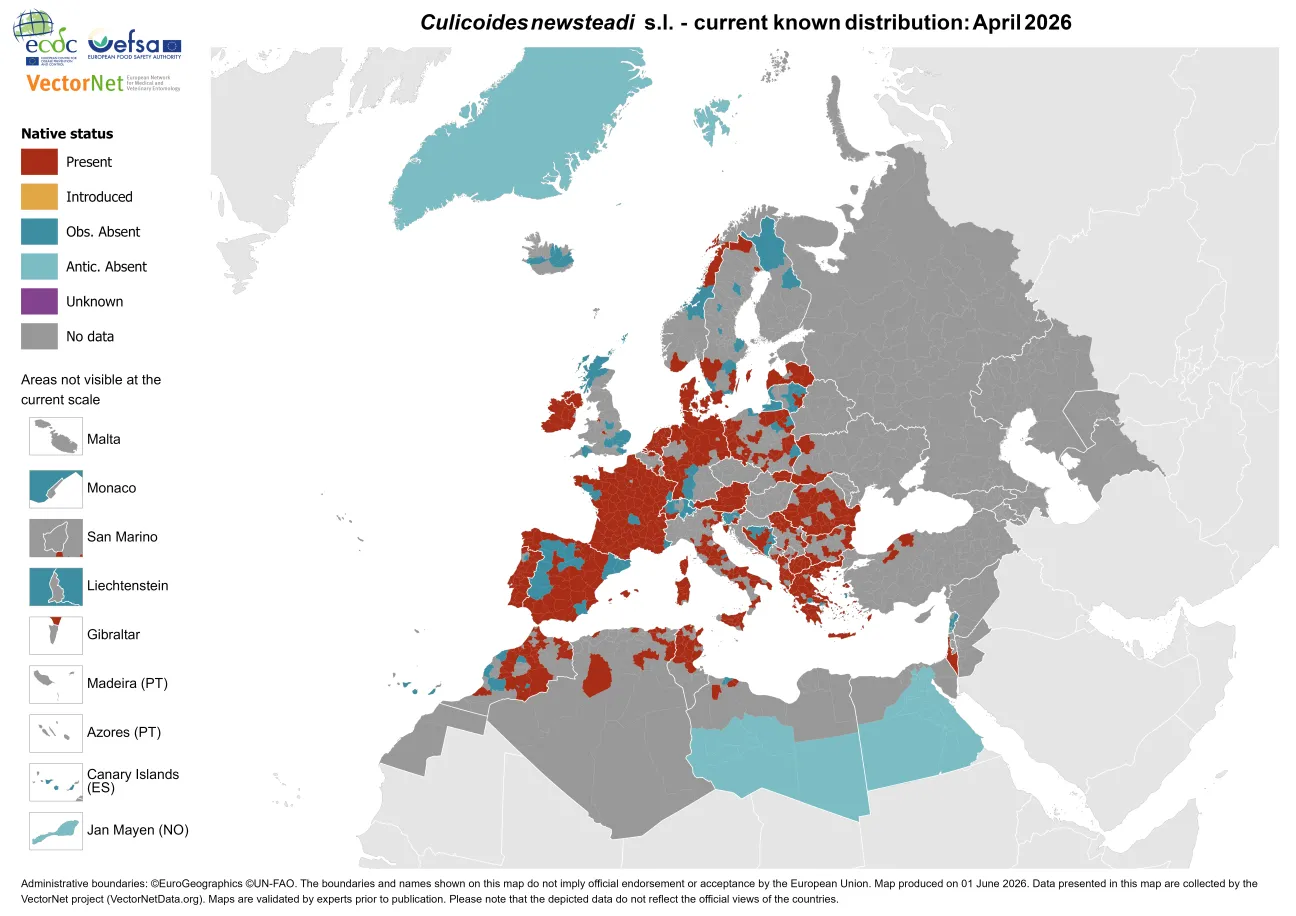 Culicoides newsteadi s.l. - current known distribution: April 2026.png
