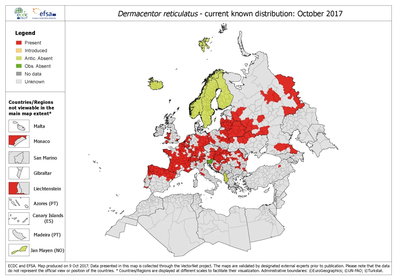 Dermacentor_reticulatus distribution October 2017