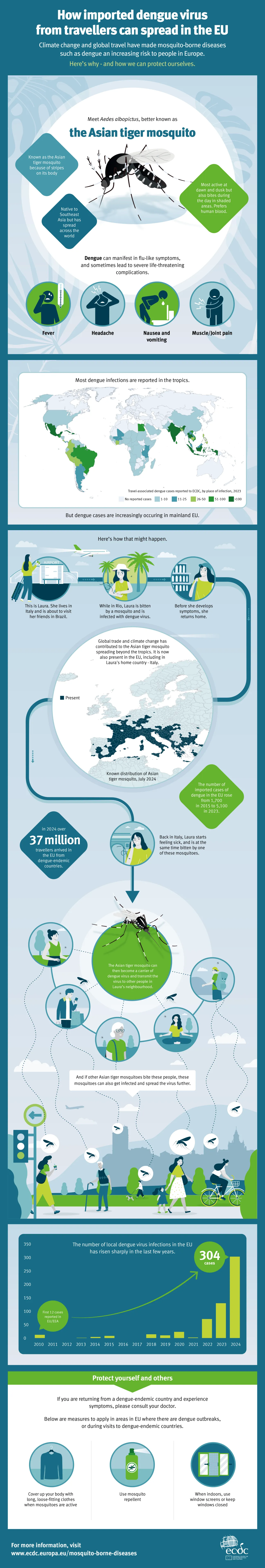 How imported dengue virus from travellers can spread in the EU