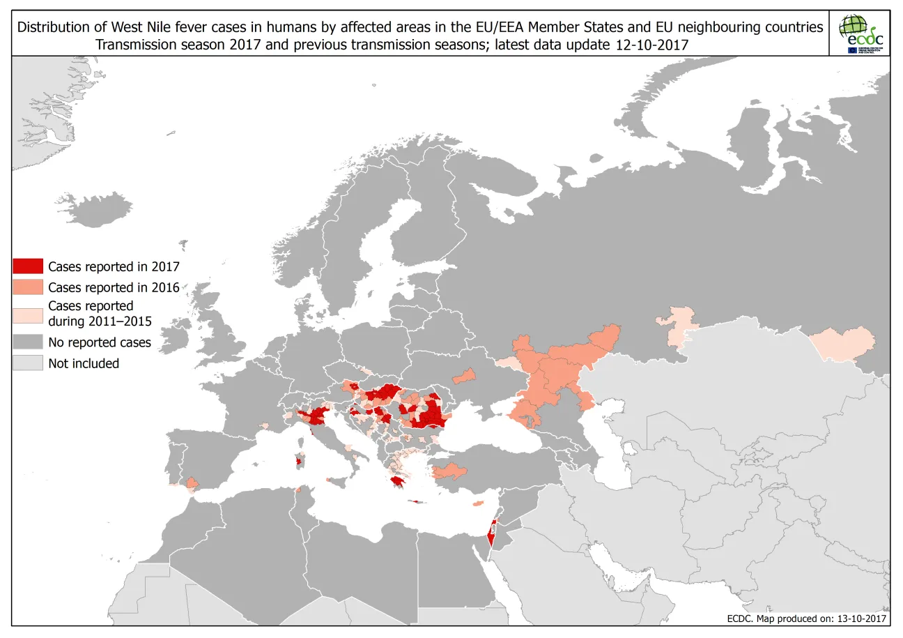 West Nile fever in Europe in 2017 and previous transmission seasons