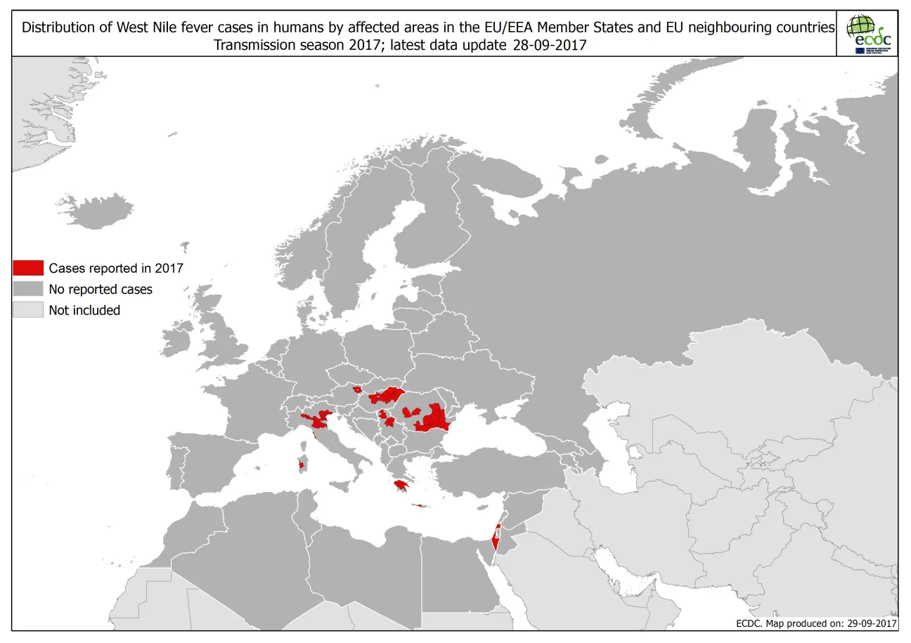 West Nile fever in Europe in 2017; updated 29 September