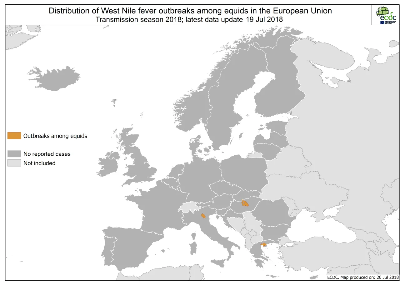 West Nile fever in Europe in 2018 - equine cases; updated 20 July