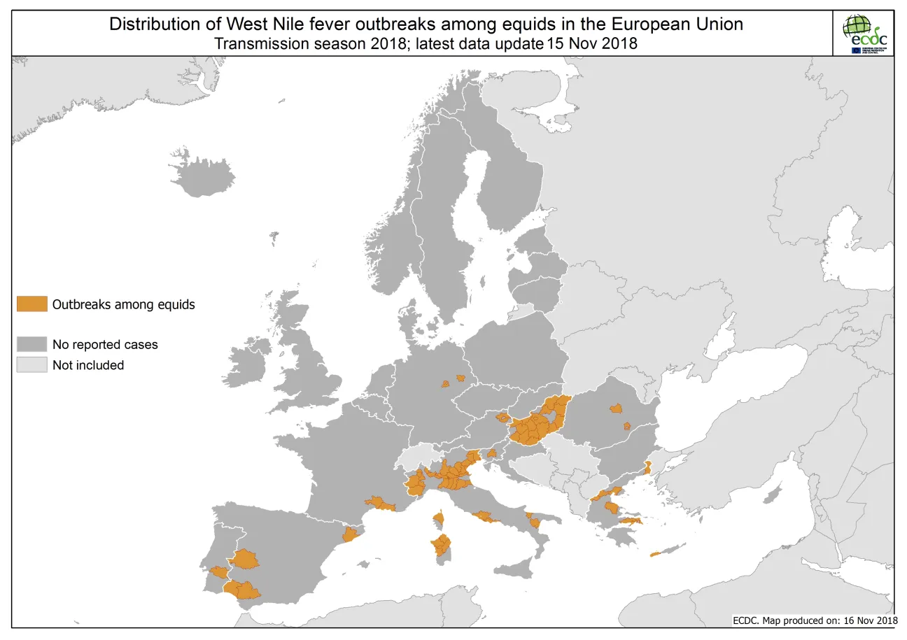 West Nile fever in Europe in 2018 - equine cases; updated 17 November 2018