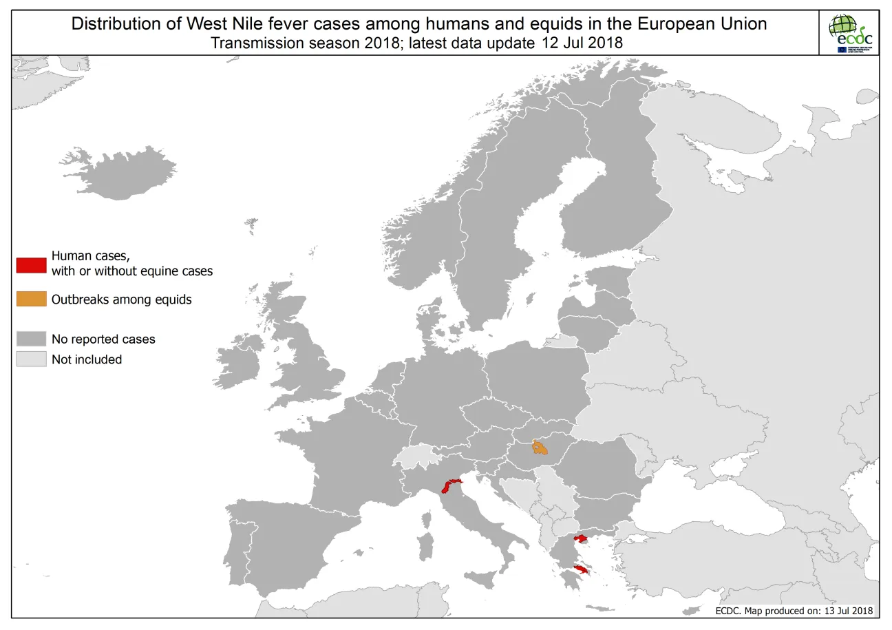 West Nile fever in Europe in 2018 - human and equine cases; updated 13 July