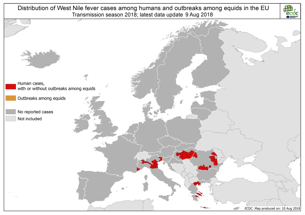 West Nile fever in Europe in 2018 - human and equine cases; updated 10 August