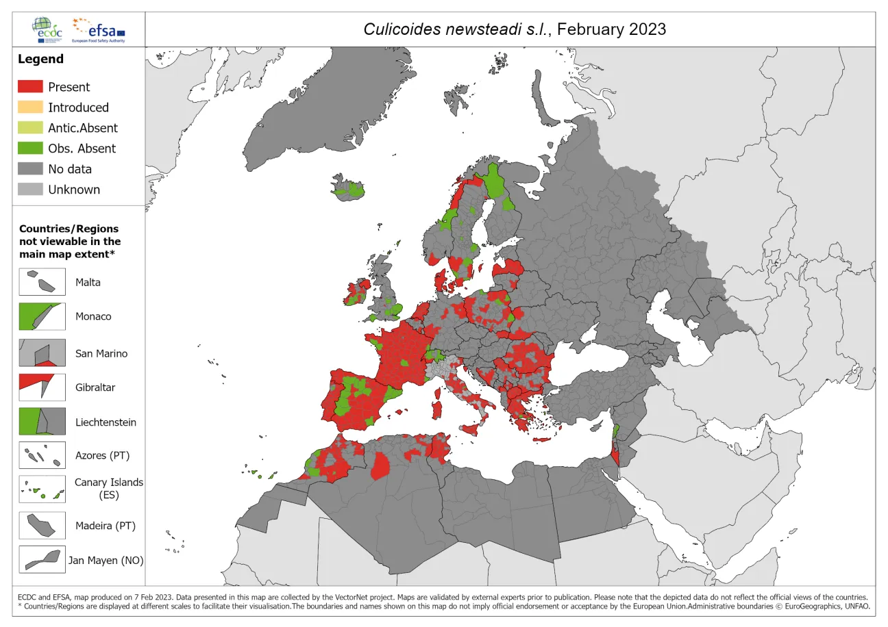 Culicoides newsteadi s.l. - current known distribution: February 2023