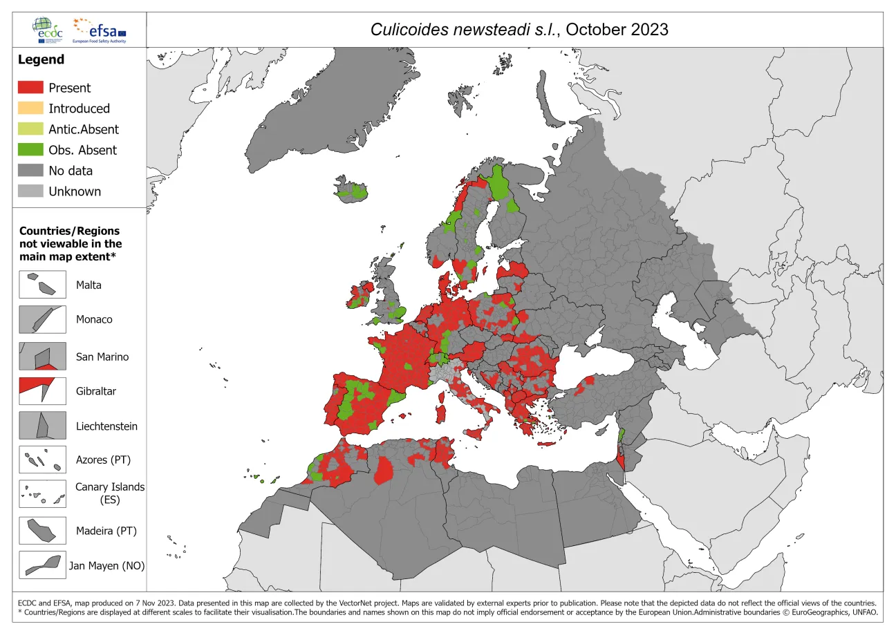 Culicoides newsteadi s.l. - current known distribution: October 2023