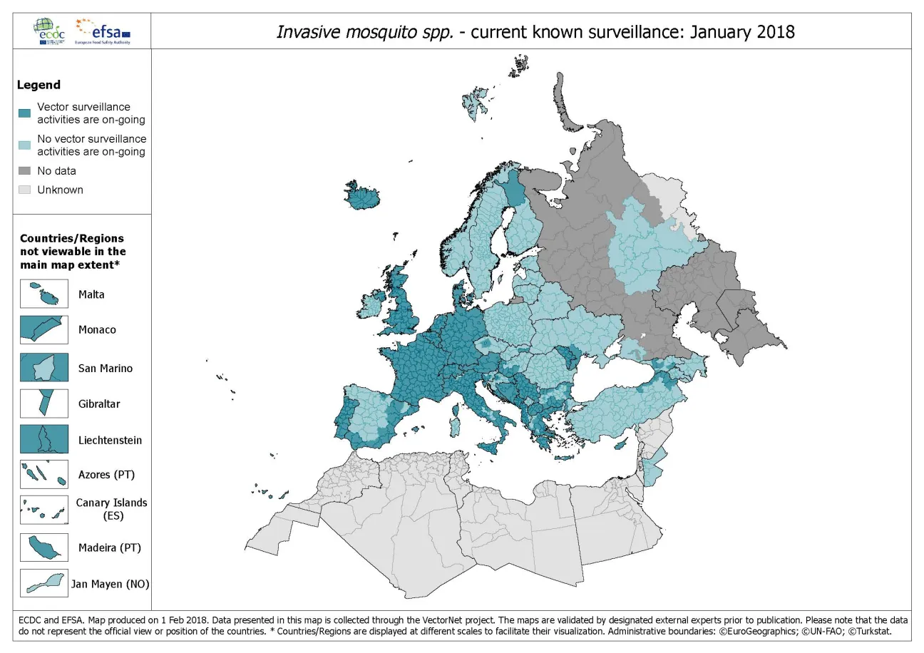 Invasive_mosquito_spp distribution January 2018