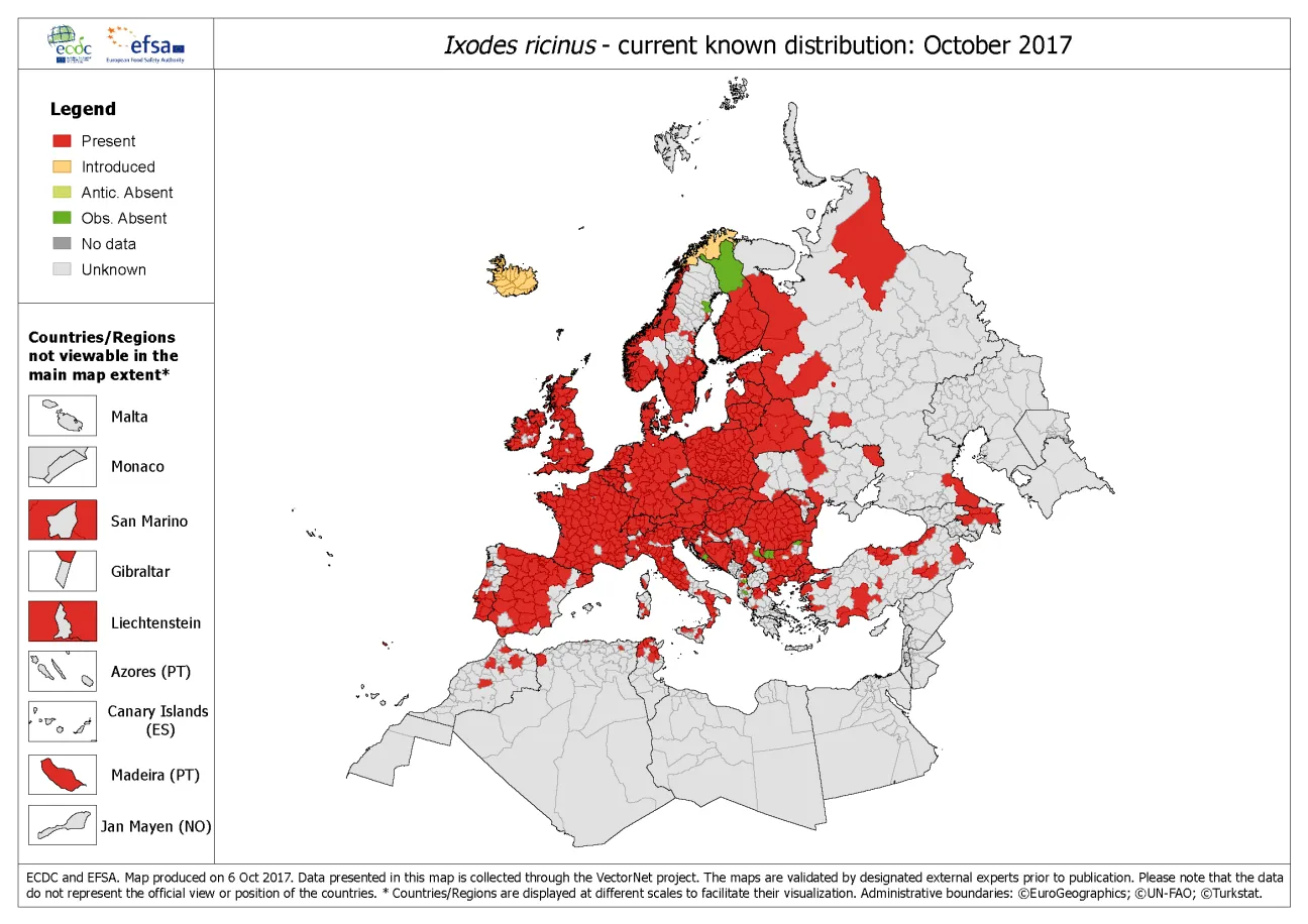Ixodes_ricinus distribution October 2017