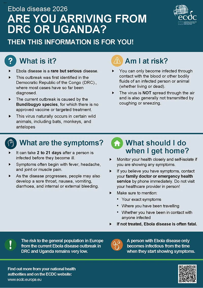 Ebola disease 2026 - leaflet for travellers from DRC or Uganda