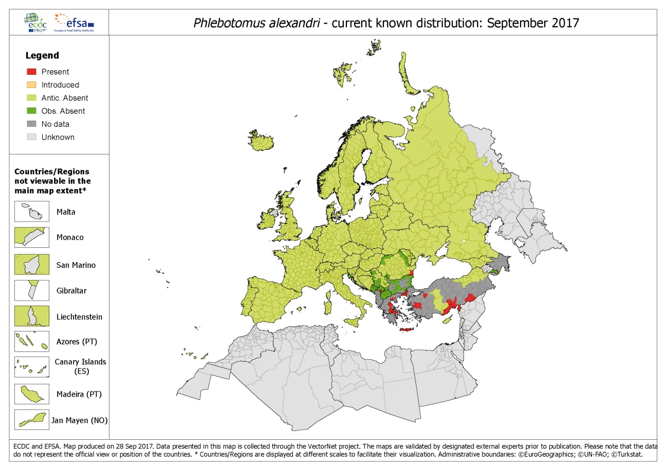 Phlebotomus-alexandri distribution September 2017