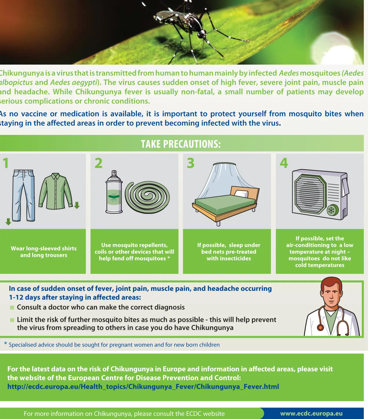 Poster with preventive measures against mosquito bites