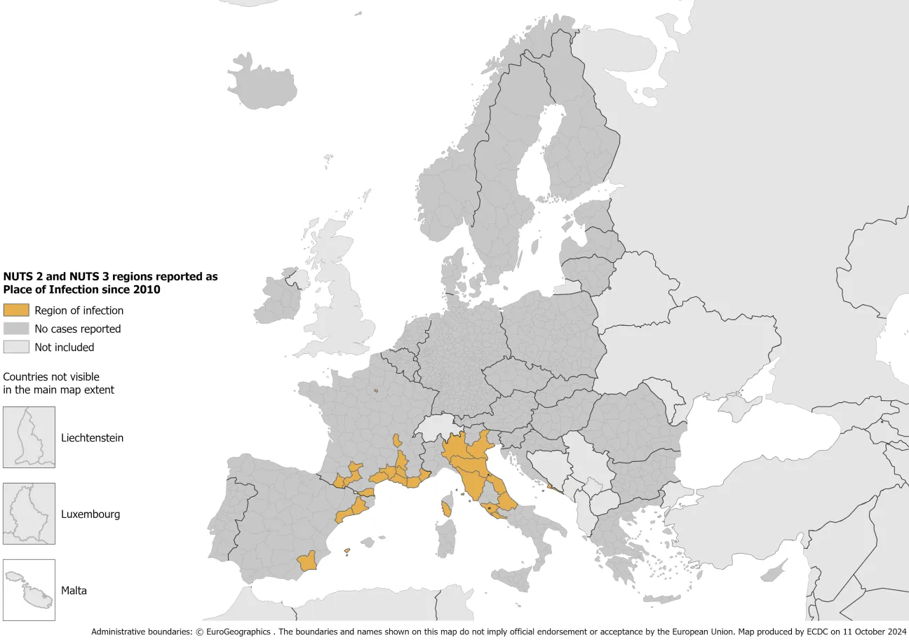 Local transmission of dengue virus in mainland EU/EEA, 2010-present