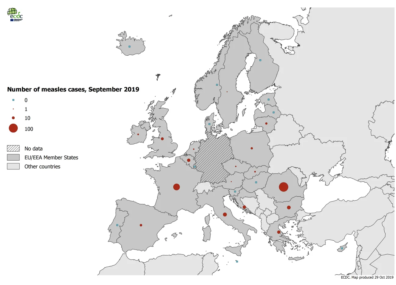 Number of measles cases in EU/EEA in September 2019
