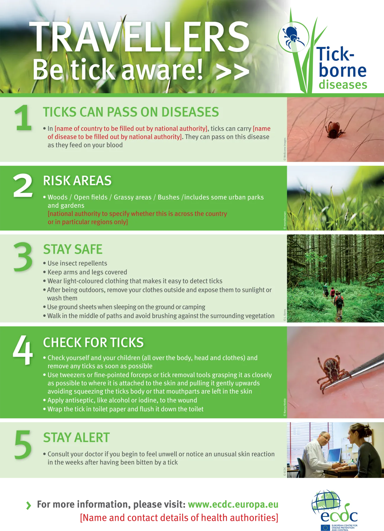 Poster for travellers on ticks and tickborne disease