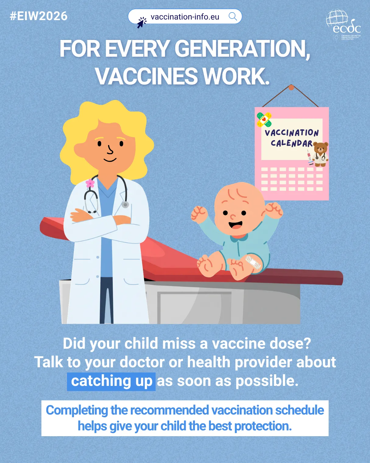 Social media card: For every generation, vaccines work - children