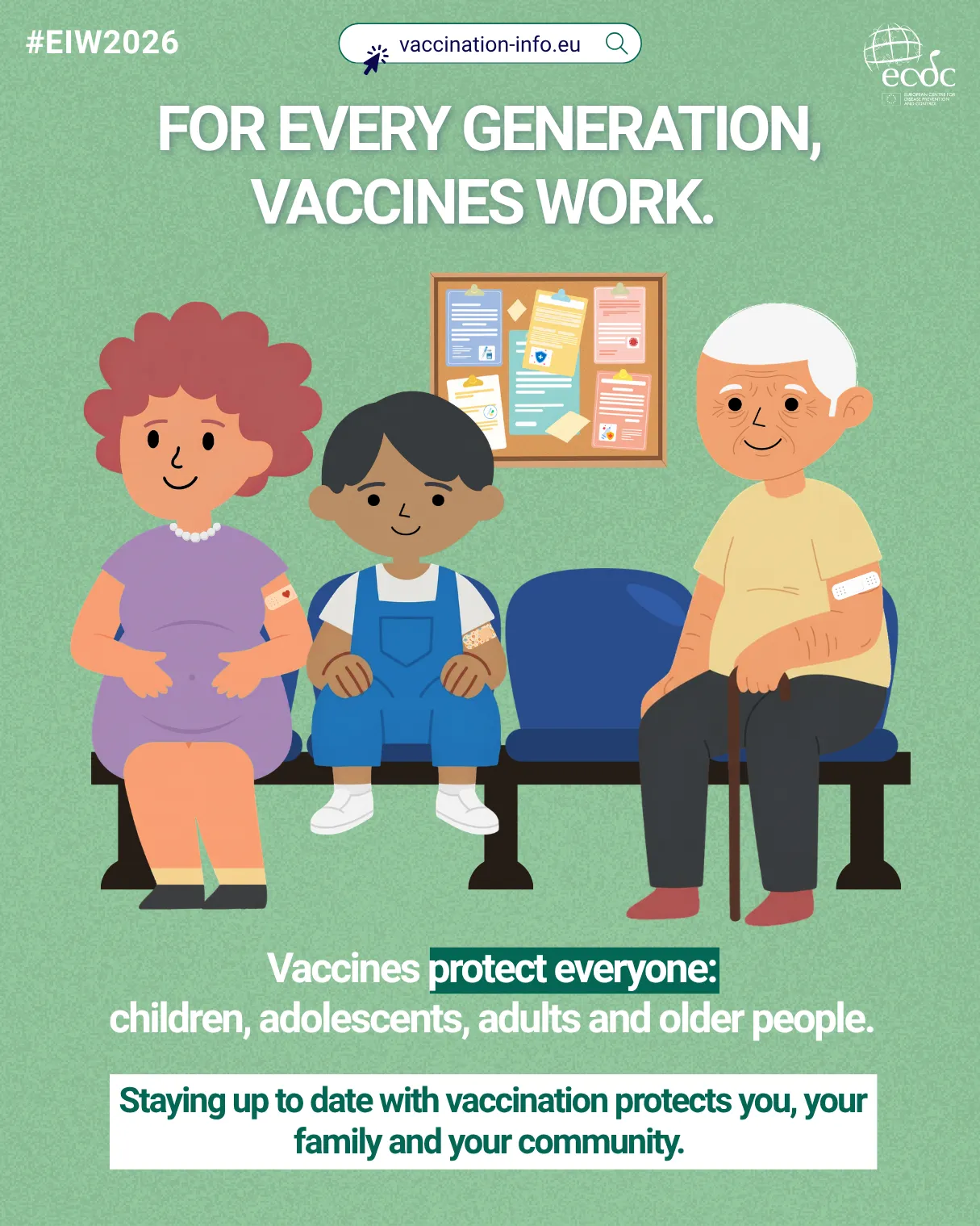 Social media card: For every generation, vaccines work