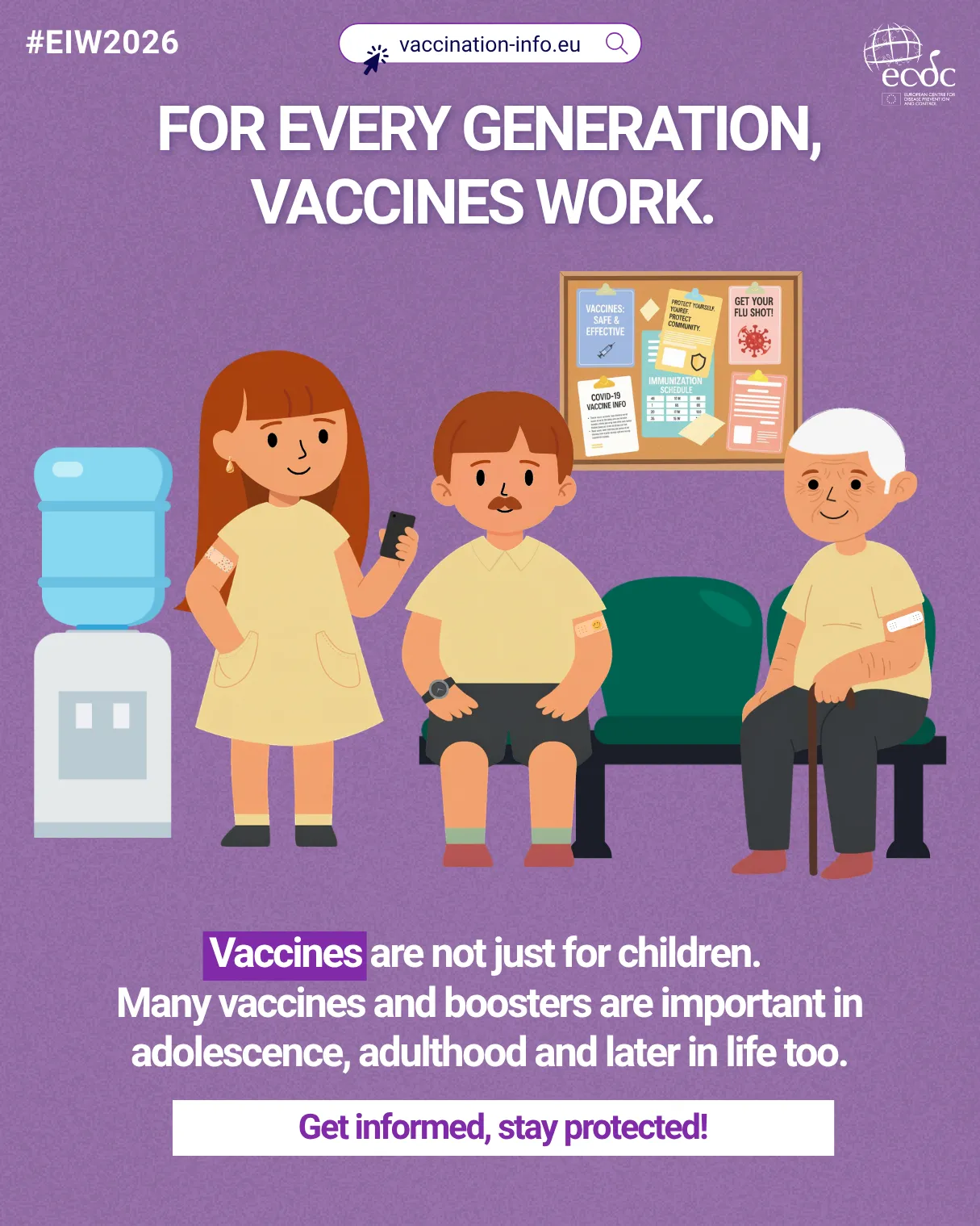 Social media card: For every generation, vaccines work - not just for children