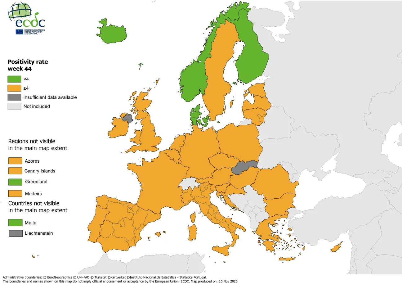 Positivity rates, updated 5 November 2020