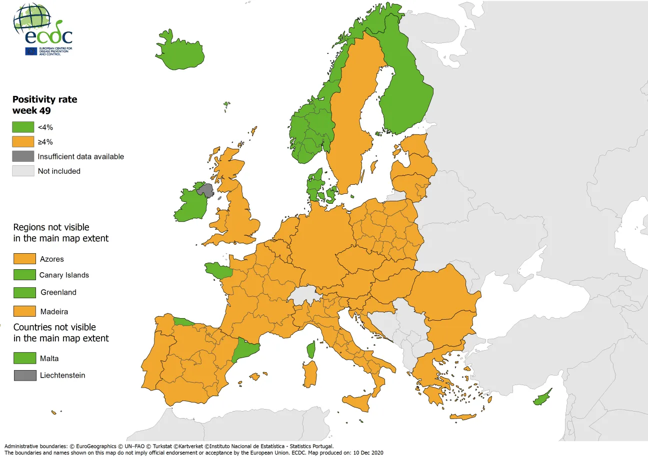 Positivity rates, updated 10 December 2020