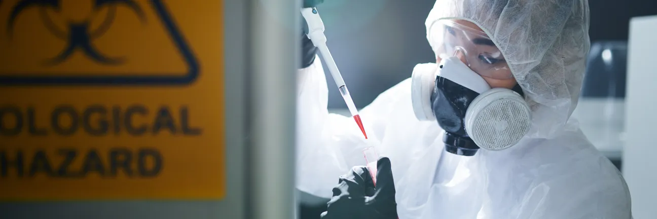 Image of laboratory worker testing for Ebola