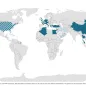 Geographical distribution of confirmed cases of MERS-CoV by reporting country, April 2012 - June 2026