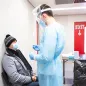 Patient getting tested for COVID-19.