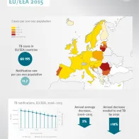 Infographic showing tuberculosis surveillance data from 2015