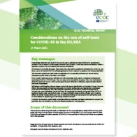 Cover: Considerations on the use of self-tests for COVID-19 in the EU/EEA