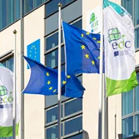 ECDC premises with ECDC and EU flags