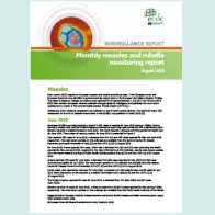 Coverof the monthly measles abd rubella monitoring report, August 2018
