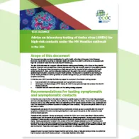 Cover of the report: "Advice on laboratory testing of Andes virus (ANDV) for high-risk contacts under the MV Hondius outbreak"