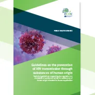 Cover of the report: "Guidelines on the prevention of HIV transmission through substances of human origin"