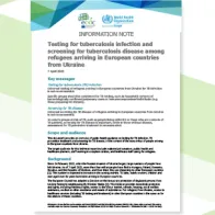 Cover of the report: Testing for tuberculosis infection and screening for tuberculosis disease among refugees arriving in European countries from Ukraine