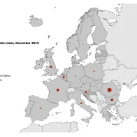Number of measles cases by country, EU/EEA, December 2019 (n=286)