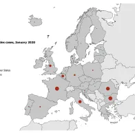 Number of measles cases by country, EU/EEA, January 2020 (n=417)