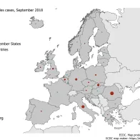 Number of measles cases by country, EU/EEA, September 2018 (n=234) 