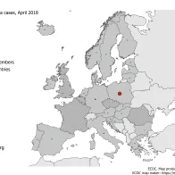 Distribution of rubella cases by country, April 2018 in EU/EEA countries