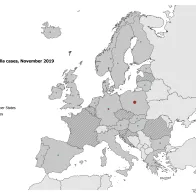 Number of rubella cases by country, EU/EEA, November 2019 (n=31)