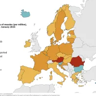 Notification rate of measles (per million), February 2023 - January 2024