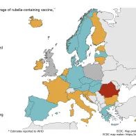 Vaccination coverage for the first dose of rubella-containing vaccine by country, 2017, EU/EEA countries